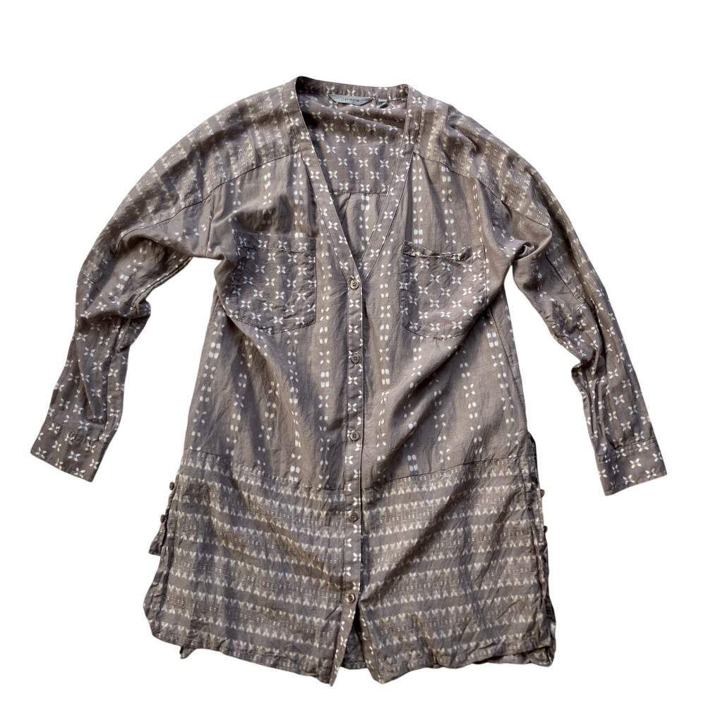 Athleta Side Button V-Neck Tunic Size Large Indie Cotton Silk